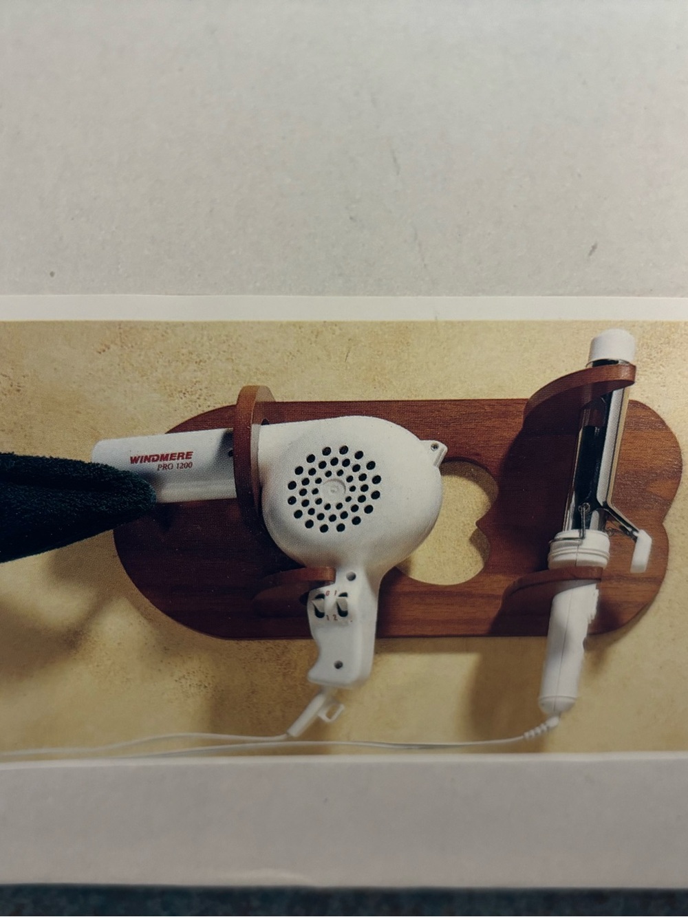 Vintage Mid-Century Modern Teak Wall-Mounted Hair Styling Station NIB